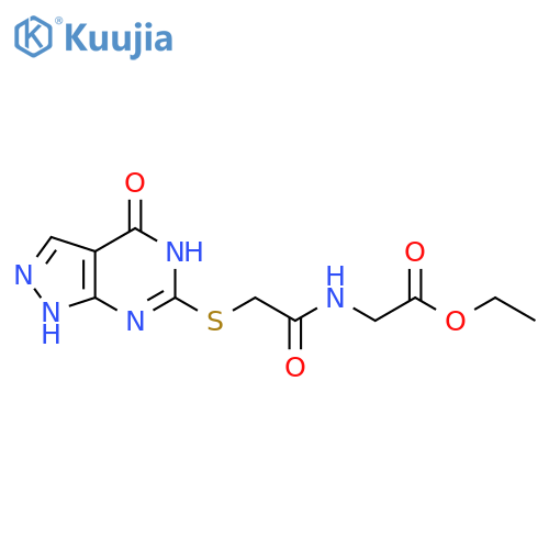 ethyl 2-2-({4-oxo-1H,4H,5H-pyrazolo3,4-dpyrimidin-6-yl}sulfanyl)acetamidoacetate structure