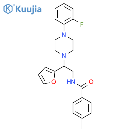 N-{2-4-(2-fluorophenyl)piperazin-1-yl-2-(furan-2-yl)ethyl}-4-methylbenzamide structure