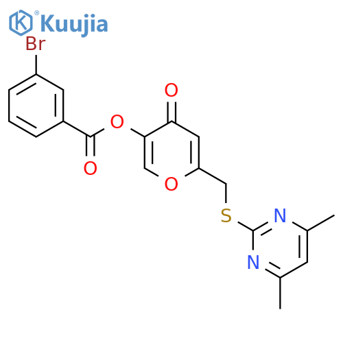 6-{(4,6-dimethylpyrimidin-2-yl)sulfanylmethyl}-4-oxo-4H-pyran-3-yl 3-bromobenzoate structure