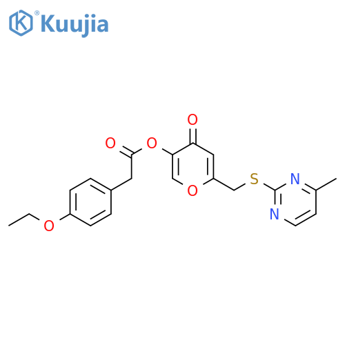 6-{(4-methylpyrimidin-2-yl)sulfanylmethyl}-4-oxo-4H-pyran-3-yl 2-(4-ethoxyphenyl)acetate structure