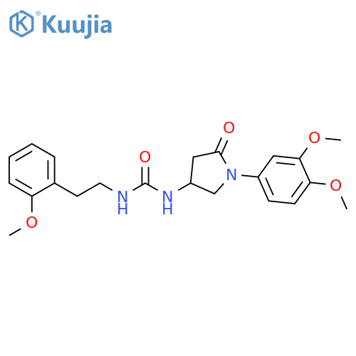 3-1-(3,4-dimethoxyphenyl)-5-oxopyrrolidin-3-yl-1-2-(2-methoxyphenyl)ethylurea structure