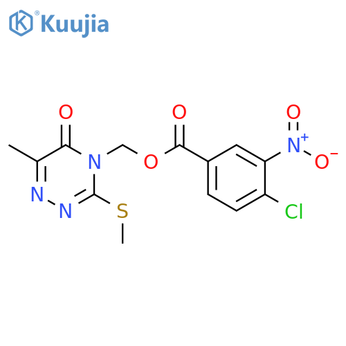 6-methyl-3-(methylsulfanyl)-5-oxo-4,5-dihydro-1,2,4-triazin-4-ylmethyl 4-chloro-3-nitrobenzoate structure