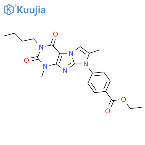 ethyl 4-{3-butyl-1,7-dimethyl-2,4-dioxo-1H,2H,3H,4H,8H-imidazo1,2-gpurin-8-yl}benzoate structure