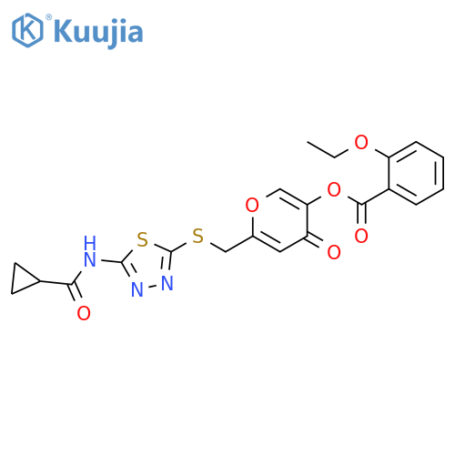 6-{(5-cyclopropaneamido-1,3,4-thiadiazol-2-yl)sulfanylmethyl}-4-oxo-4H-pyran-3-yl 2-ethoxybenzoate structure