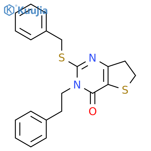 2-(benzylsulfanyl)-3-(2-phenylethyl)-3H,4H,6H,7H-thieno3,2-dpyrimidin-4-one structure