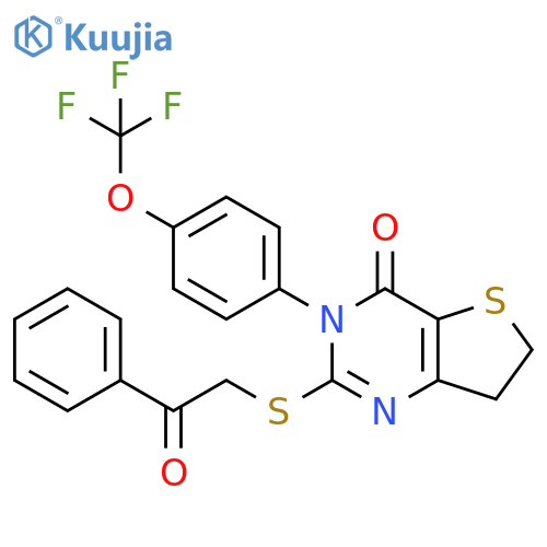 2-(2-oxo-2-phenylethyl)sulfanyl-3-4-(trifluoromethoxy)phenyl-3H,4H,6H,7H-thieno3,2-dpyrimidin-4-one structure