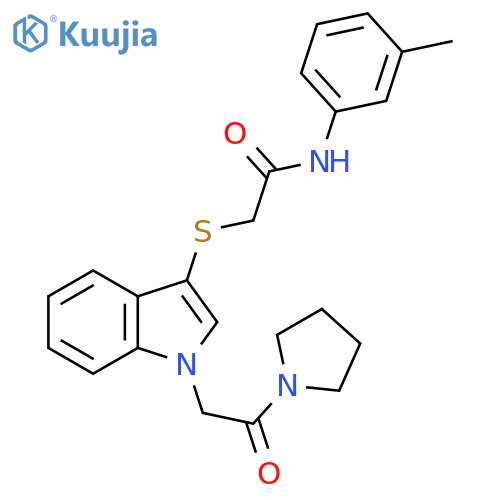N-(3-methylphenyl)-2-({1-2-oxo-2-(pyrrolidin-1-yl)ethyl-1H-indol-3-yl}sulfanyl)acetamide structure