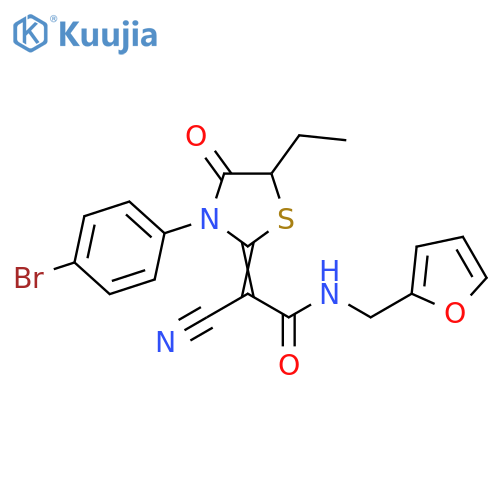 Acetamide, 2-[3-(4-bromophenyl)-5-ethyl-4-oxo-2-thiazolidinylidene]-2-cyano-N-(2-furanylmethyl)- structure