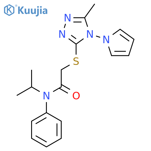 2-{5-methyl-4-(1H-pyrrol-1-yl)-4H-1,2,4-triazol-3-ylsulfanyl}-N-phenyl-N-(propan-2-yl)acetamide structure