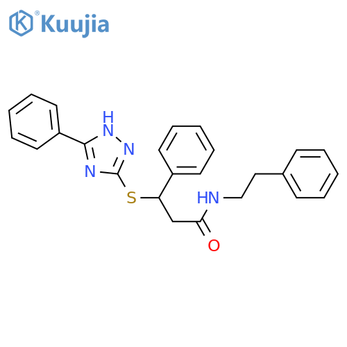 3-phenyl-3-(5-phenyl-4H-1,2,4-triazol-3-yl)sulfanyl-N-(2-phenylethyl)propanamide structure