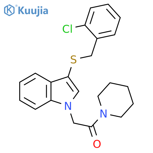 2-(3-{(2-chlorophenyl)methylsulfanyl}-1H-indol-1-yl)-1-(piperidin-1-yl)ethan-1-one structure