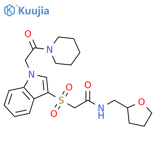 2-({1-2-oxo-2-(piperidin-1-yl)ethyl-1H-indol-3-yl}sulfonyl)-N-(oxolan-2-yl)methylacetamide structure