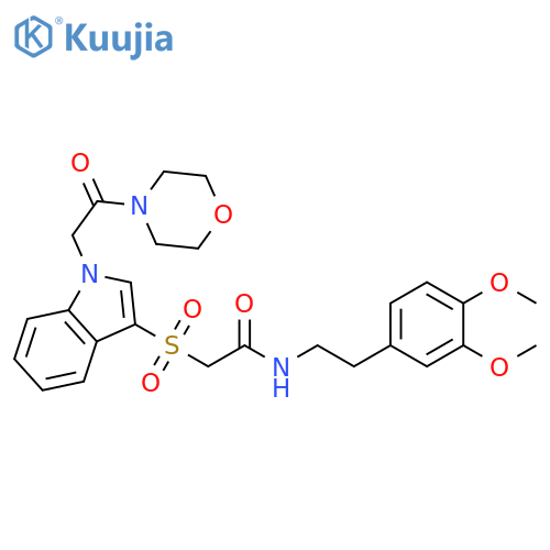 N-2-(3,4-dimethoxyphenyl)ethyl-2-({1-2-(morpholin-4-yl)-2-oxoethyl-1H-indol-3-yl}sulfonyl)acetamide structure