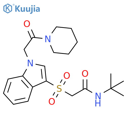 N-tert-butyl-2-({1-2-oxo-2-(piperidin-1-yl)ethyl-1H-indol-3-yl}sulfonyl)acetamide structure