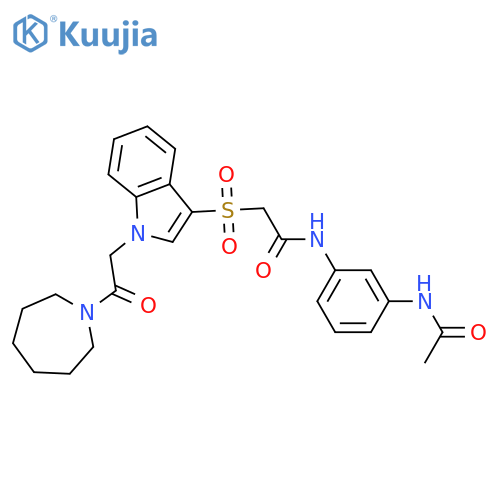 2-({1-2-(azepan-1-yl)-2-oxoethyl-1H-indol-3-yl}sulfonyl)-N-(3-acetamidophenyl)acetamide structure