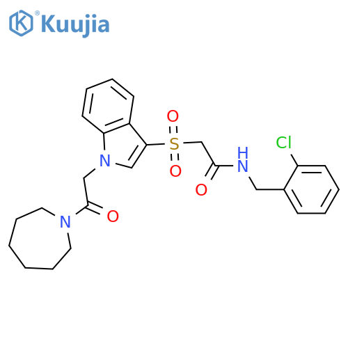 2-({1-2-(azepan-1-yl)-2-oxoethyl-1H-indol-3-yl}sulfonyl)-N-(2-chlorophenyl)methylacetamide structure