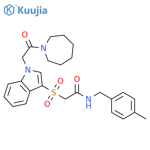 2-({1-2-(azepan-1-yl)-2-oxoethyl-1H-indol-3-yl}sulfonyl)-N-(4-methylphenyl)methylacetamide structure