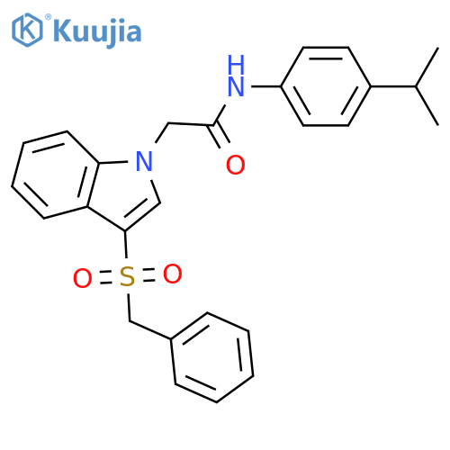 2-(3-phenylmethanesulfonyl-1H-indol-1-yl)-N-4-(propan-2-yl)phenylacetamide structure