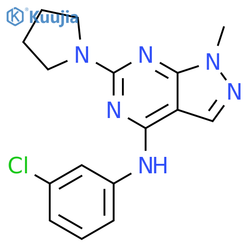 N-(3-chlorophenyl)-1-methyl-6-(pyrrolidin-1-yl)-1H-pyrazolo3,4-dpyrimidin-4-amine structure