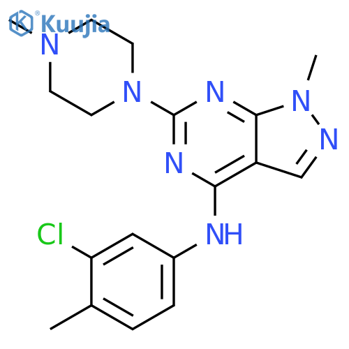 N-(3-chloro-4-methylphenyl)-1-methyl-6-(4-methylpiperazin-1-yl)-1H-pyrazolo3,4-dpyrimidin-4-amine structure