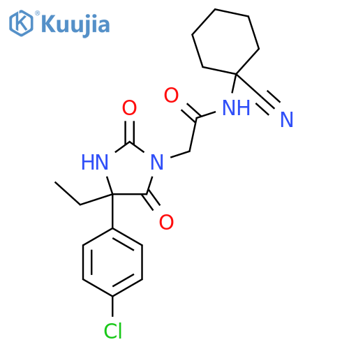 2-(4-(4-Chlorophenyl)-4-ethyl-2,5-dioxoimidazolidin-1-yl)-N-(1-cyanocyclohexyl)acetamide structure