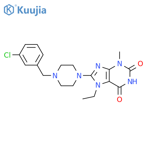 8-{4-(3-chlorophenyl)methylpiperazin-1-yl}-7-ethyl-3-methyl-2,3,6,7-tetrahydro-1H-purine-2,6-dione structure