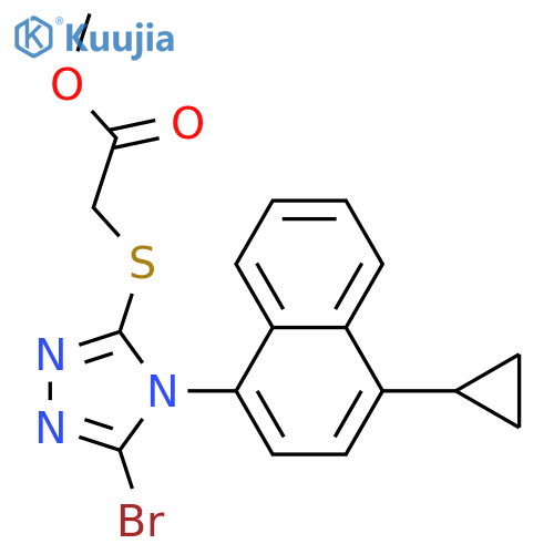 Methyl 2-(5-bromo-4-(4-cyclopropylnaphthalen-1-yl)-4h-1,2,4-triazol-3-ylthio)acetate structure