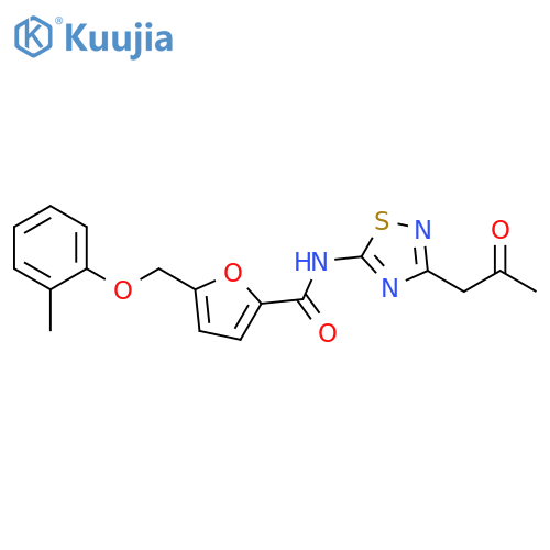 5-(2-methylphenoxy)methyl-N-3-(2-oxopropyl)-1,2,4-thiadiazol-5-ylfuran-2-carboxamide structure