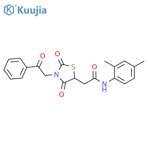 N-(2,4-dimethylphenyl)-2-2,4-dioxo-3-(2-oxo-2-phenylethyl)-1,3-thiazolidin-5-ylacetamide structure