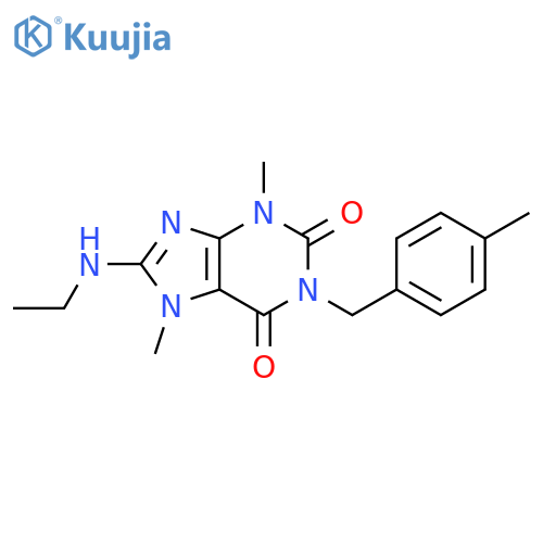 8-(ethylamino)-3,7-dimethyl-1-(4-methylphenyl)methyl-2,3,6,7-tetrahydro-1H-purine-2,6-dione structure