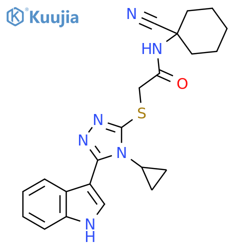 N-(1-Cyanocyclohexyl)-2-[[4-cyclopropyl-5-(1H-indol-3-yl)-1,2,4-triazol-3-yl]sulfanyl]acetamide structure