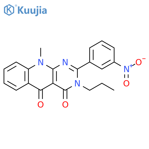 10-methyl-2-(3-nitrophenyl)-3-propyl-3H,4H,5H,10H-pyrimido4,5-bquinoline-4,5-dione structure