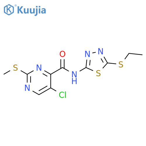 5-chloro-N-5-(ethylsulfanyl)-1,3,4-thiadiazol-2-yl-2-(methylsulfanyl)pyrimidine-4-carboxamide structure