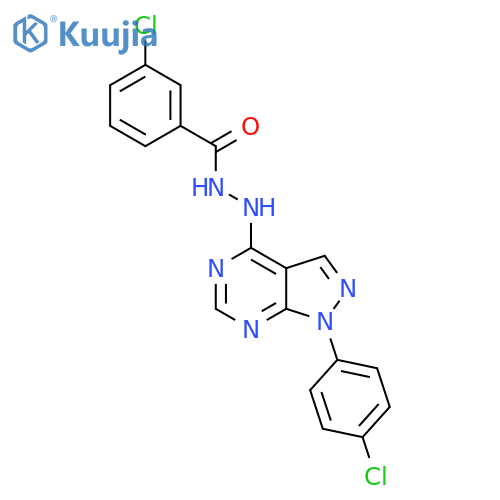 3-chloro-N'-1-(4-chlorophenyl)-1H-pyrazolo3,4-dpyrimidin-4-ylbenzohydrazide structure