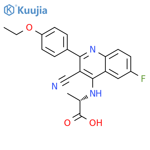 Alanine, N-[3-cyano-2-(4-ethoxyphenyl)-6-fluoro-4-quinolinyl]- structure