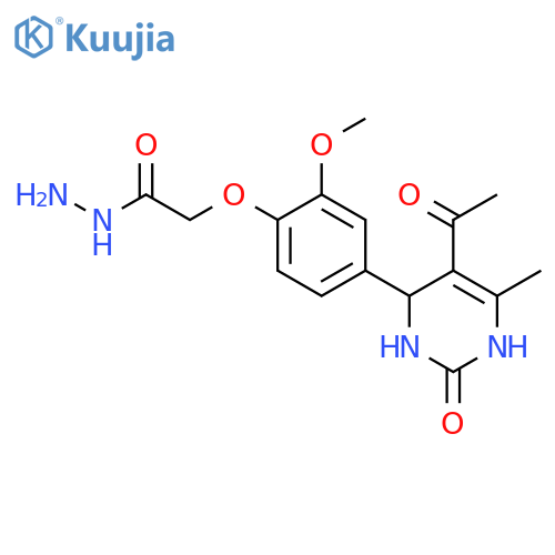 <br>2-(4-(5-Acetyl-6-methyl-2-oxo-1,2,3,4-tetrahydropyrimidin-4-yl)-2-methoxyph enoxy)acetohydrazide structure