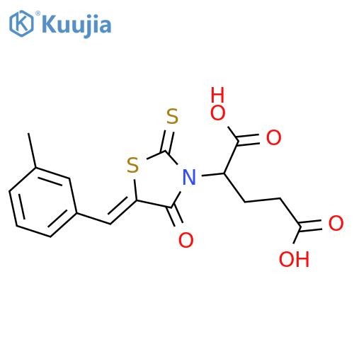 2-(5Z)-5-(3-methylphenyl)methylidene-4-oxo-2-sulfanylidene-1,3-thiazolidin-3-ylpentanedioic acid structure