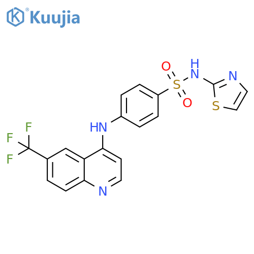 N-(1,3-thiazol-2-yl)-4-{6-(trifluoromethyl)quinolin-4-ylamino}benzene-1-sulfonamide structure