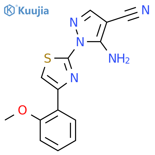 5-amino-1-4-(2-methoxyphenyl)-1,3-thiazol-2-yl-1H-pyrazole-4-carbonitrile structure