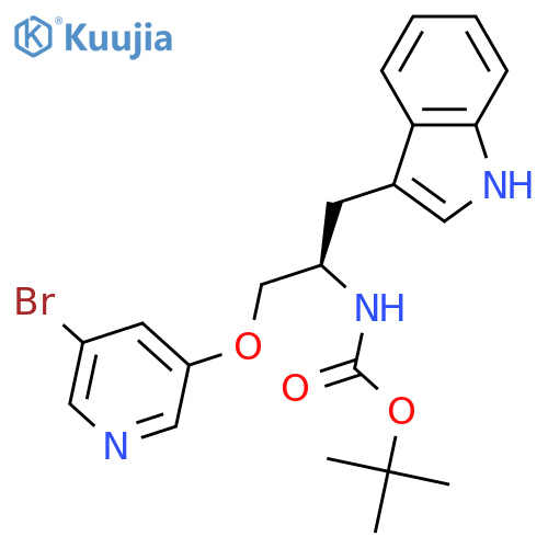 (R)-tert-butyl (1-((5-bromopyridin-3-yl)oxy)-3-(1H-indol-3-yl)propan-2-yl)carbamate structure