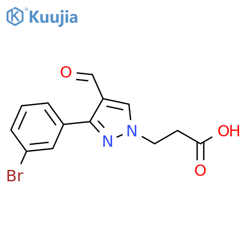 3-3-(3-bromophenyl)-4-formyl-1H-pyrazol-1-ylpropanoic acid structure