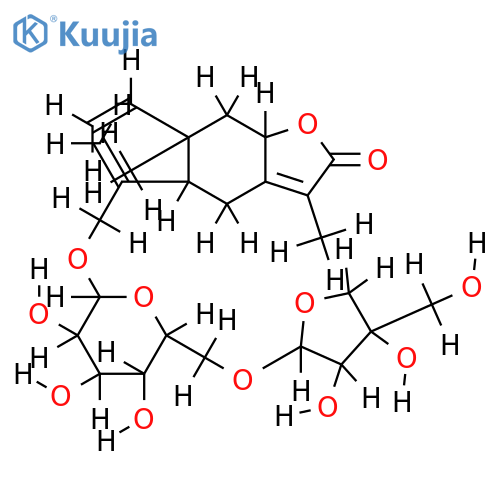 5alpha,8betaH-eleman-1,3,7(11)-trien-8alpha,12-olide-15-O-[beta-D-apiopyranosyl-(1->6)-O-beta-D-glucopyranoside] structure