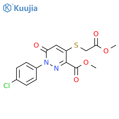 Methyl 1-(4-chlorophenyl)-4-(2-methoxy-2-oxoethyl)sulfanyl-6-oxo-1,6-dihydro-3-pyridazinecarboxylate structure
