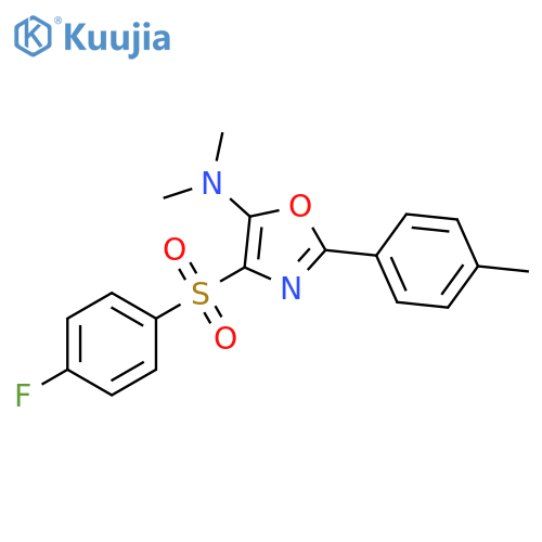4-(4-fluorobenzenesulfonyl)-N,N-dimethyl-2-(4-methylphenyl)-1,3-oxazol-5-amine structure