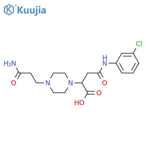 2-4-(2-carbamoylethyl)piperazin-1-yl-3-(3-chlorophenyl)carbamoylpropanoic acid structure