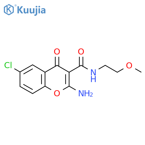 2-Amino-6-chloro-N-(2-methoxyethyl)-4-oxo-4H-chromene-3-carboxamide structure