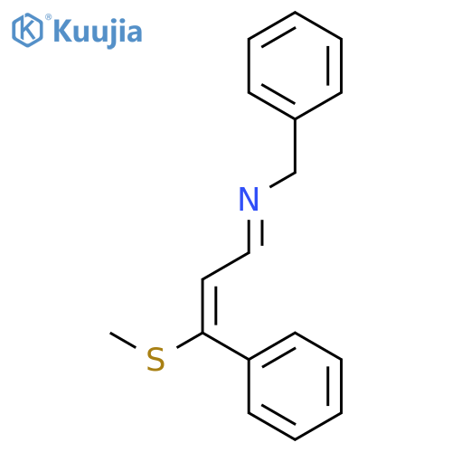 Benzenemethanamine, N-[3-(methylthio)-3-phenyl-2-propenylidene]- structure