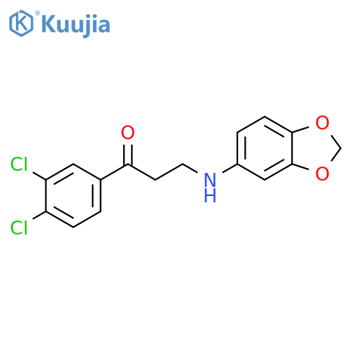 3-[(2H-1,3-Benzodioxol-5-yl)amino]-1-(3,4-dichlorophenyl)propan-1-one structure