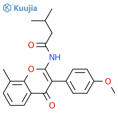 N-3-(4-methoxyphenyl)-8-methyl-4-oxo-4H-chromen-2-yl-3-methylbutanamide structure