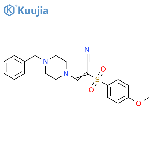 (2E)-3-(4-benzylpiperazin-1-yl)-2-(4-methoxybenzenesulfonyl)prop-2-enenitrile structure